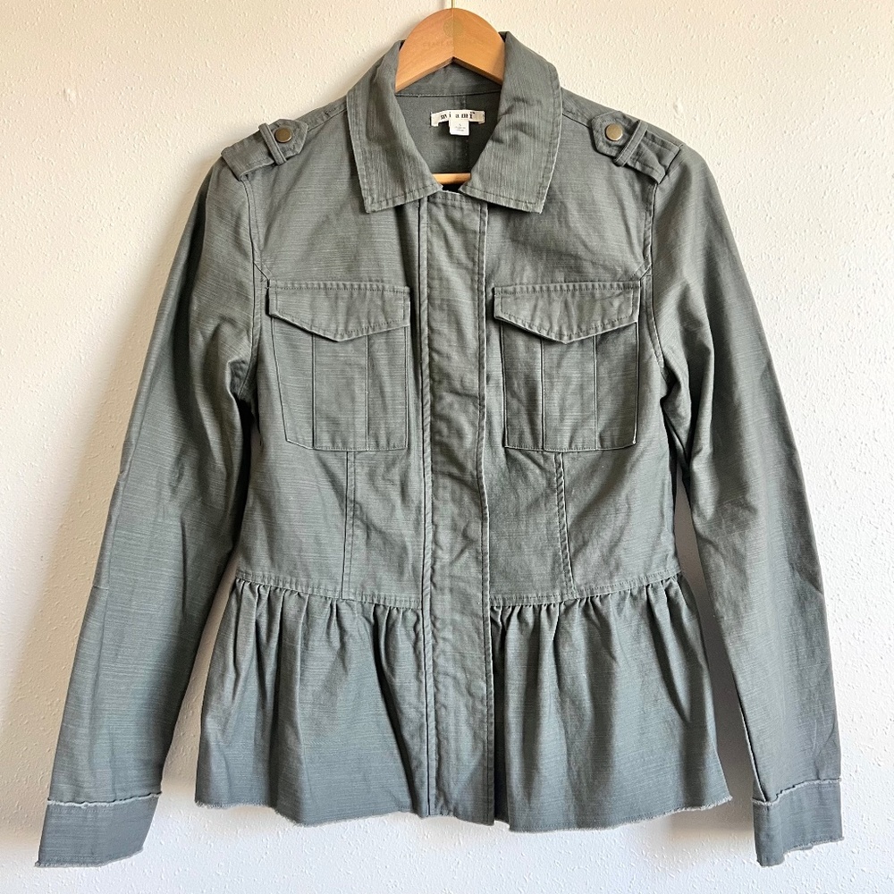 Francesca’s Miami Utility Jacket with Ruffle Bottom